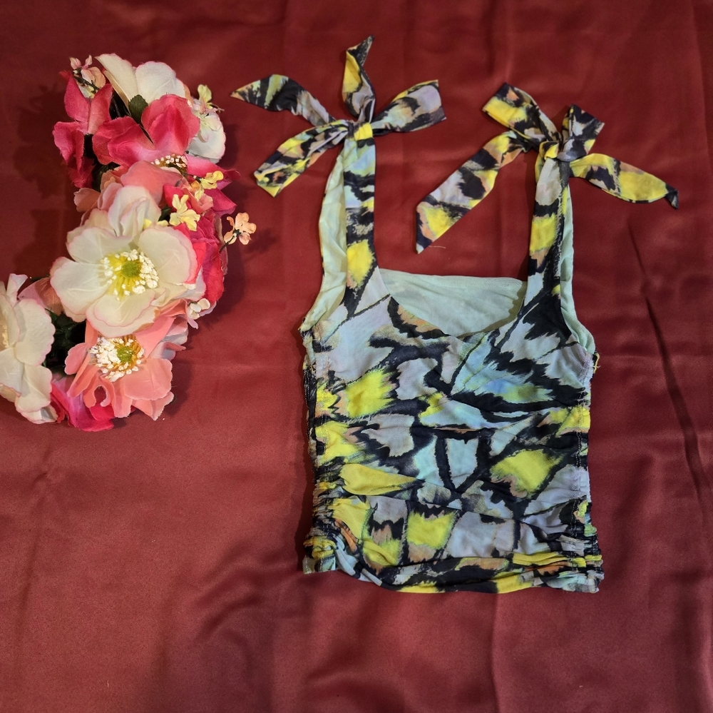 Freepeople blue black and yellow top